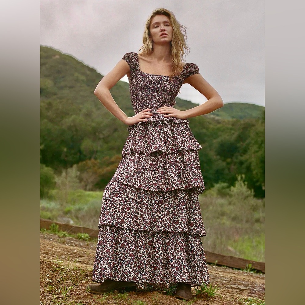 New CIAO LUCIA Catalina Ruffle Maxi Dress in Paisley